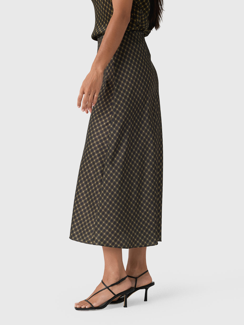 Vince Women's Ombré Plaid Lingerie-Trim Satin Slip Skirt - Saint Bernard