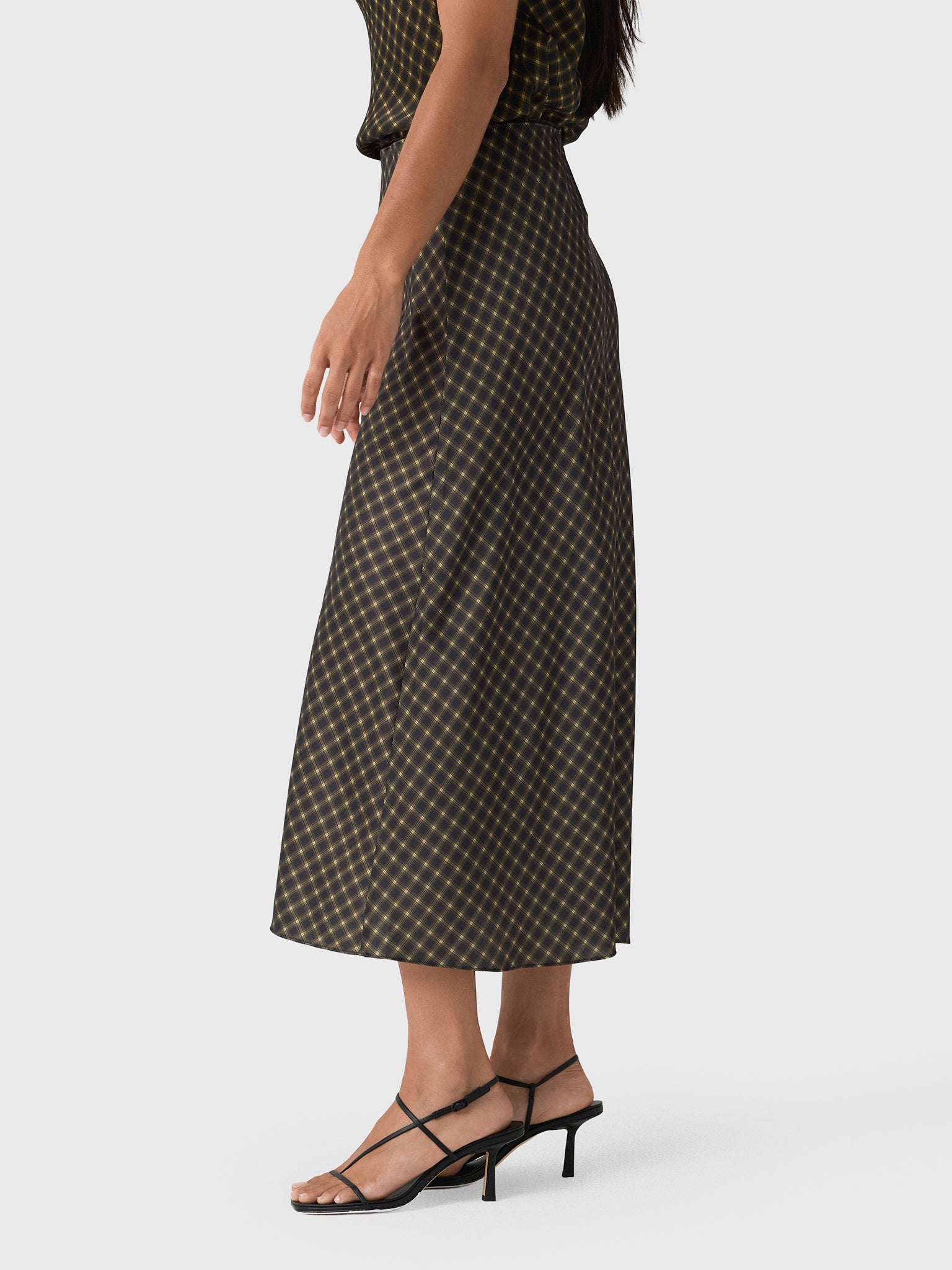 Vince Women's Ombré Plaid Lingerie-Trim Satin Slip Skirt - Saint Bernard