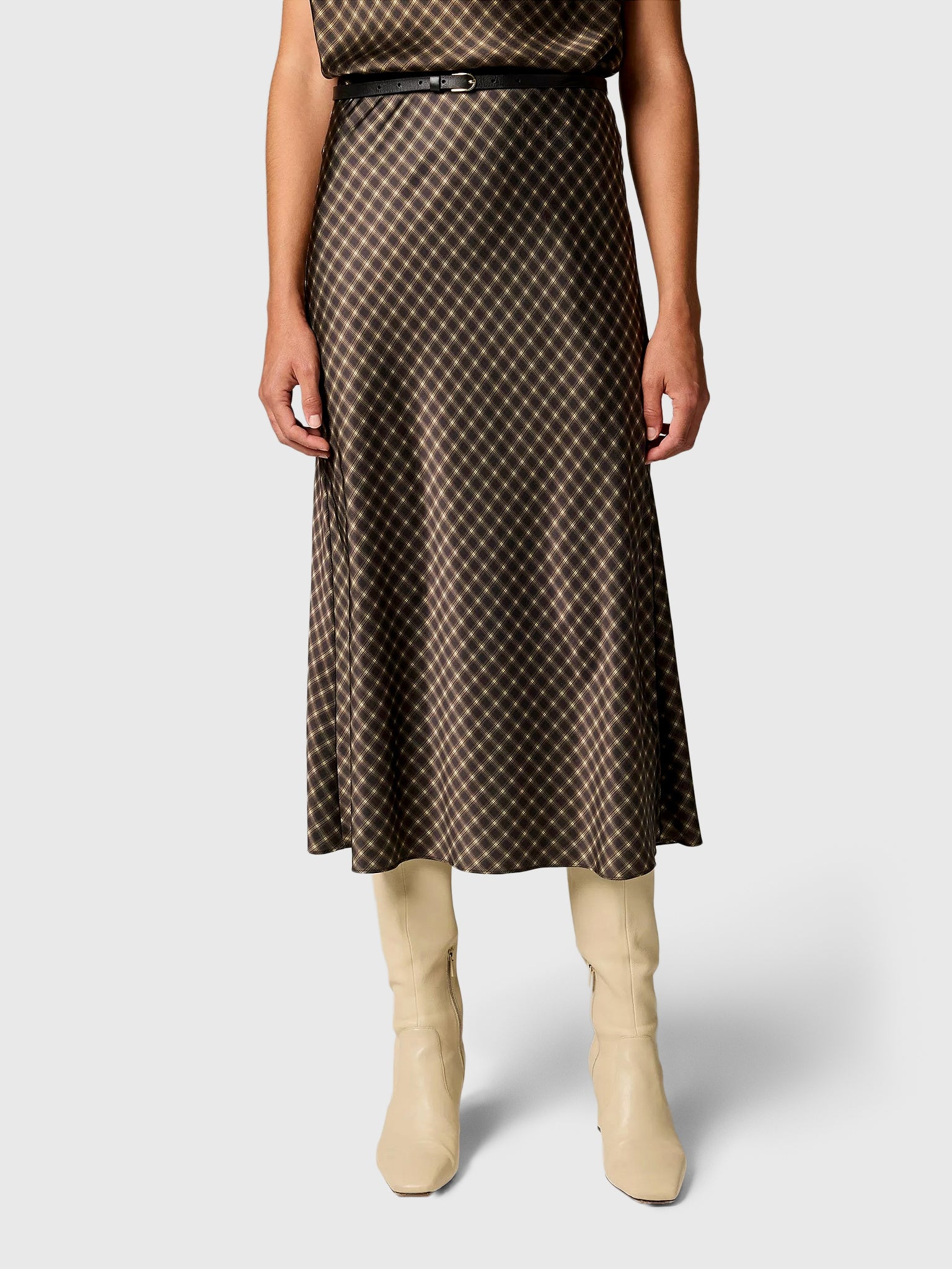 Vince Women's Ombré Plaid Lingerie-Trim Satin Slip Skirt