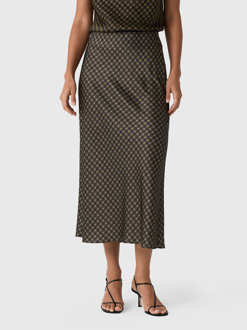 Vince Women's Ombré Plaid Lingerie-Trim Satin Slip Skirt