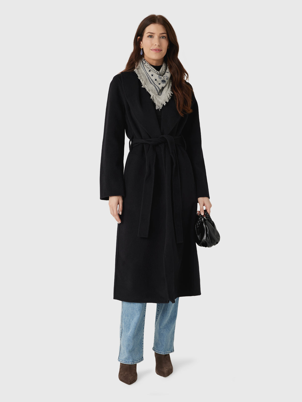 Vince Women's Wool-Cashmere Shawl-Collar Long Coat - Saint Bernard