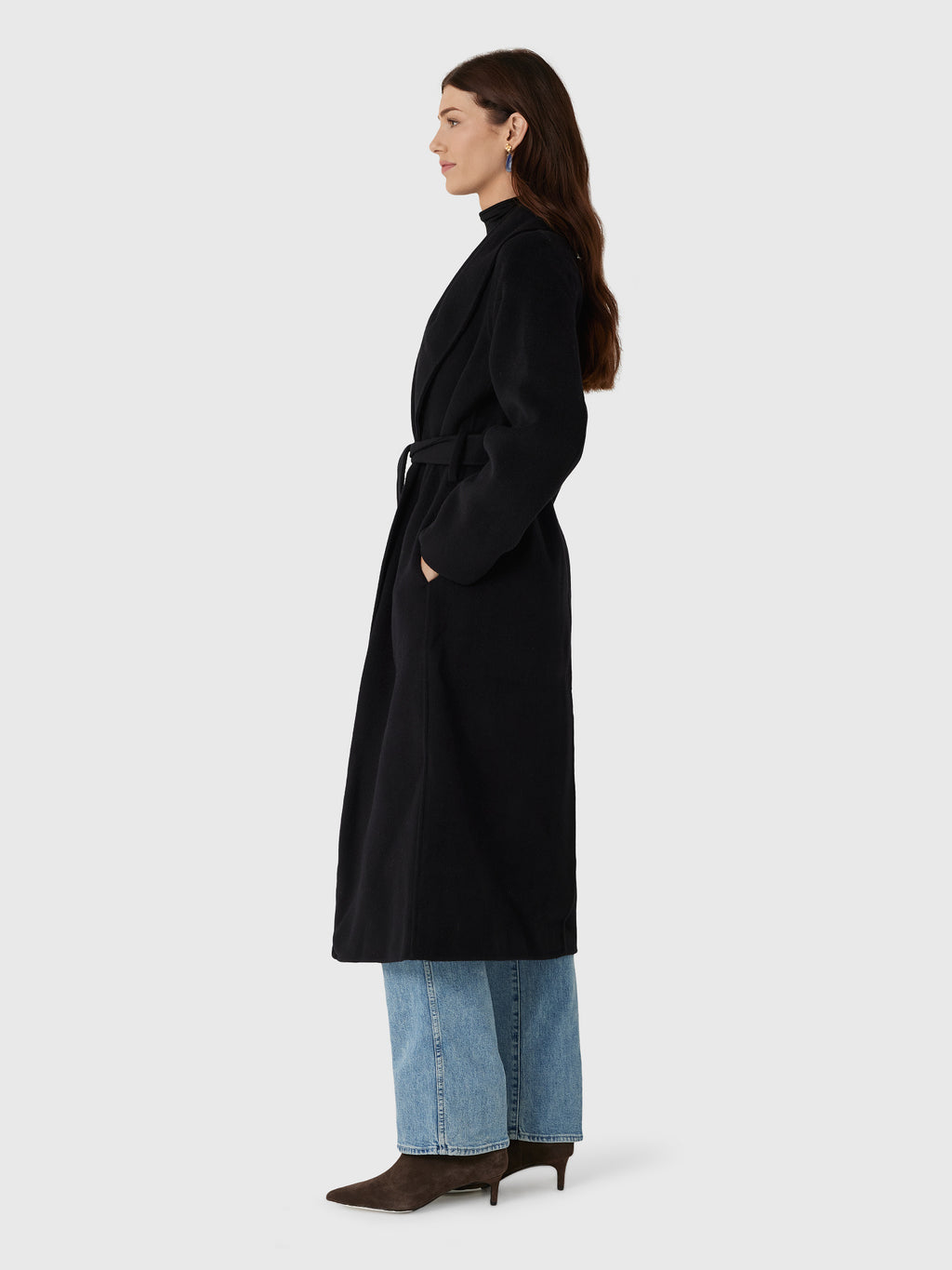 Vince Women's Wool-Cashmere Shawl-Collar Long Coat - Saint Bernard