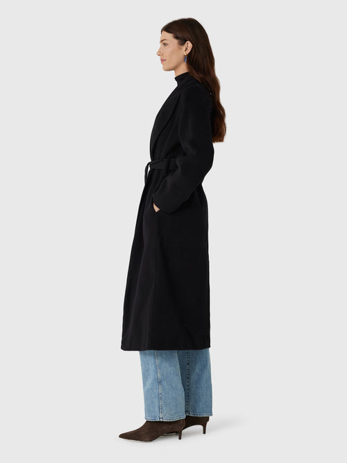Vince Women's Wool-Cashmere Shawl-Collar Long Coat - Saint Bernard
