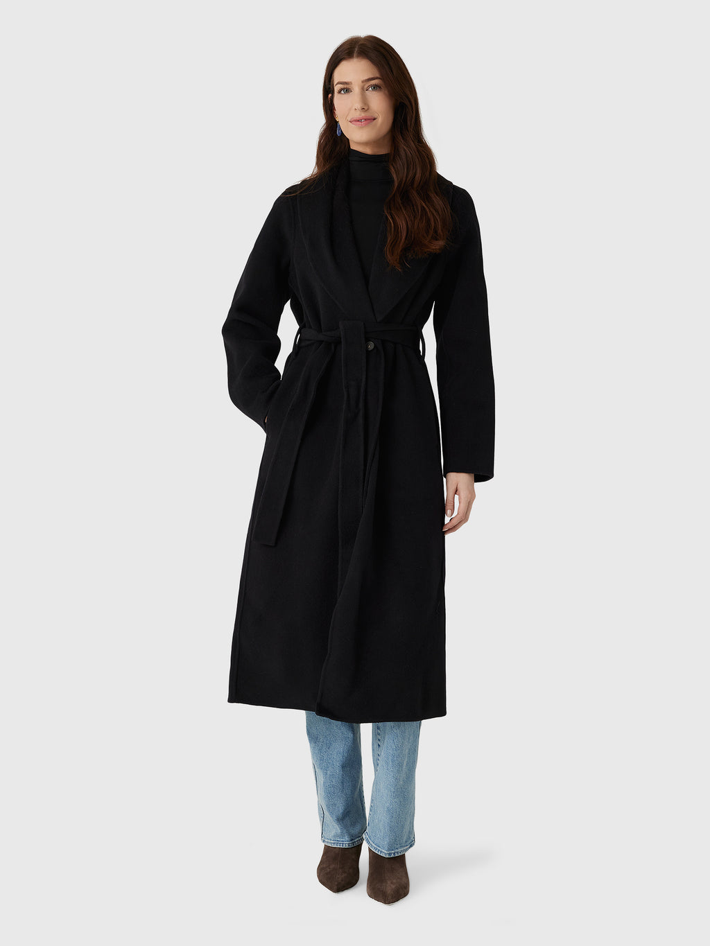 Vince Women's Wool-Cashmere Shawl-Collar Long Coat - Saint Bernard