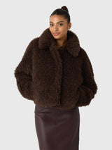 Vince Women's Faux-Fur Cropped Jacket - Saint Bernard