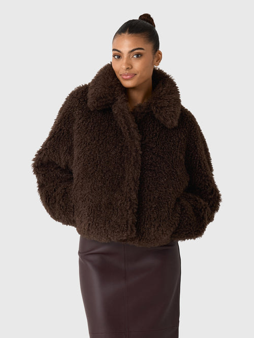Vince Women's Faux-Fur Cropped Jacket - Saint Bernard