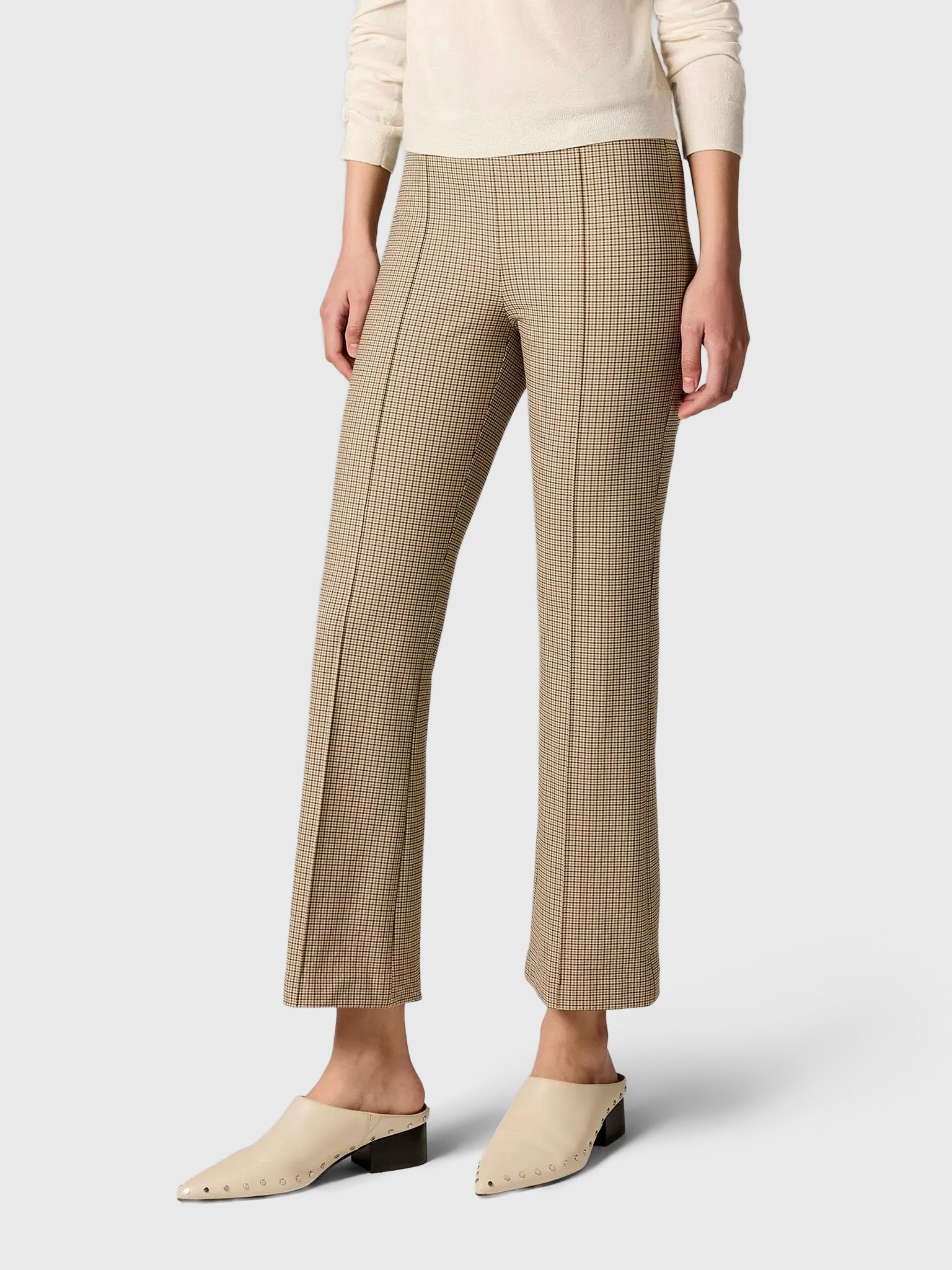 Vince Women's Niki Plaid Mid-Rise Crop Flare Pant