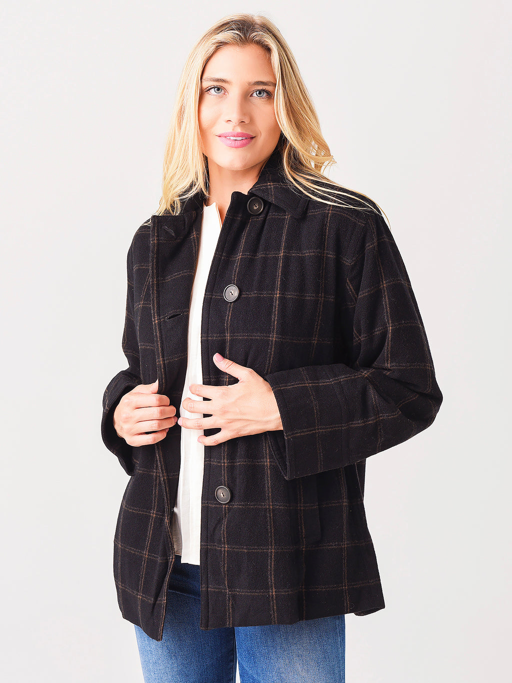 Vince Women's Wool Cashmere Plaid Padded Shirt Jacket - Saint Bernard