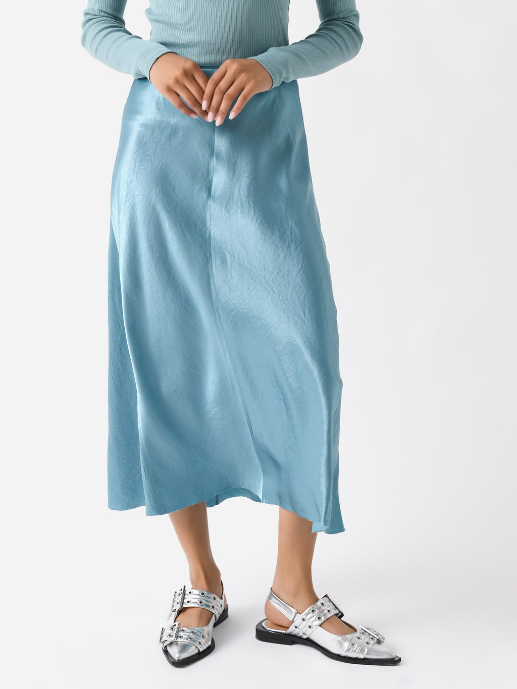Vince Women's Satin Raw-Edge Paneled Slip Skirt - Saint Bernard