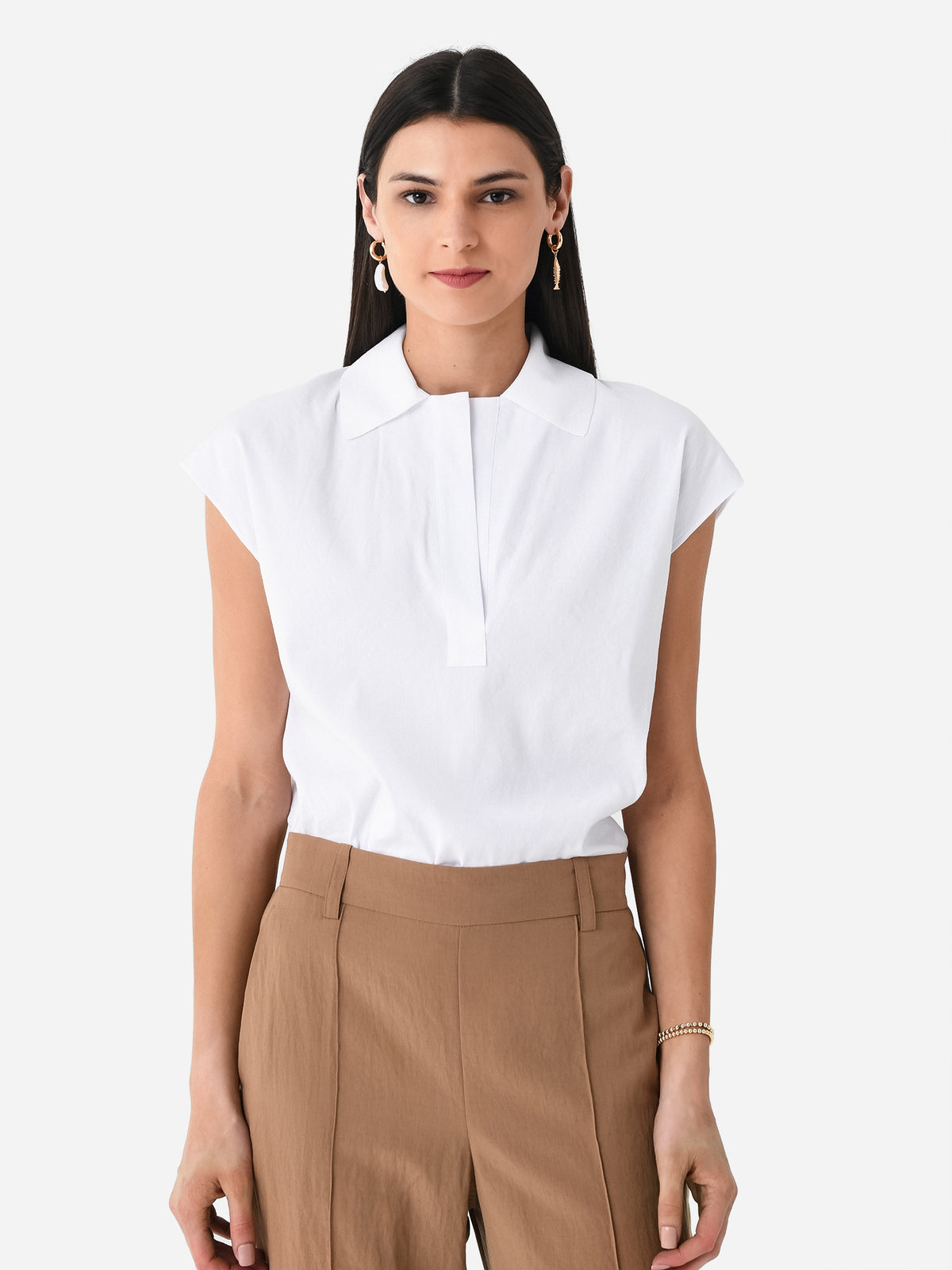 Vince Women's Cap Sleeve Polo Popover - Saint Bernard