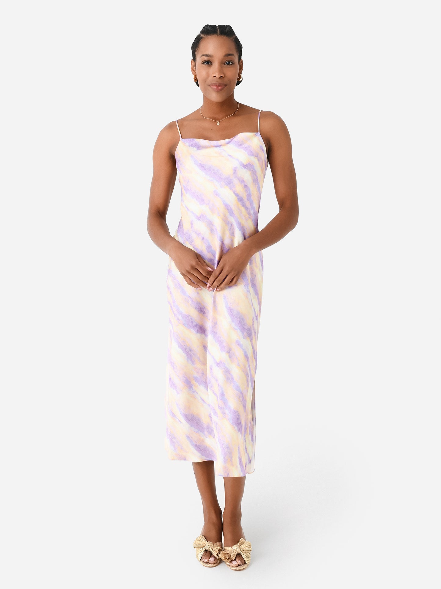 Vince Women's Ikat Tie-Dye Cowl-Neck Camisole Dress - Saint Bernard