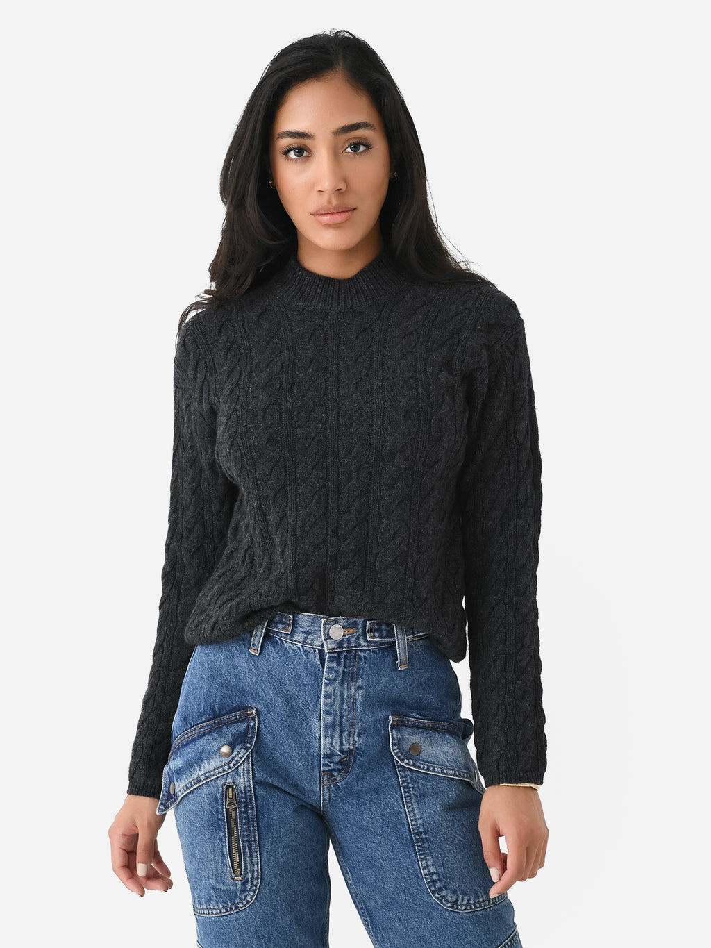 Vince Women's Wool Blend Twisted Cable Crewneck Sweater - Saint Bernard