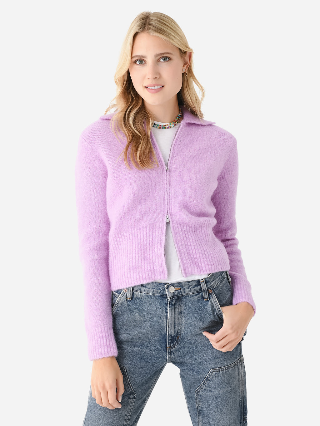 Vince Women's Alpaca-Blend Zip Front Cardigan - Saint Bernard
