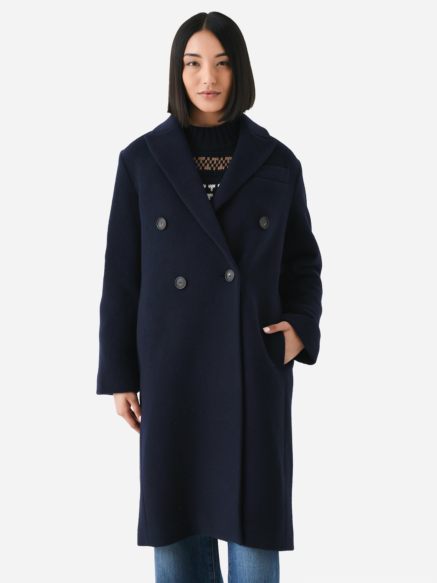 Vince Women's Brushed Wool Blend Double Breasted Coat