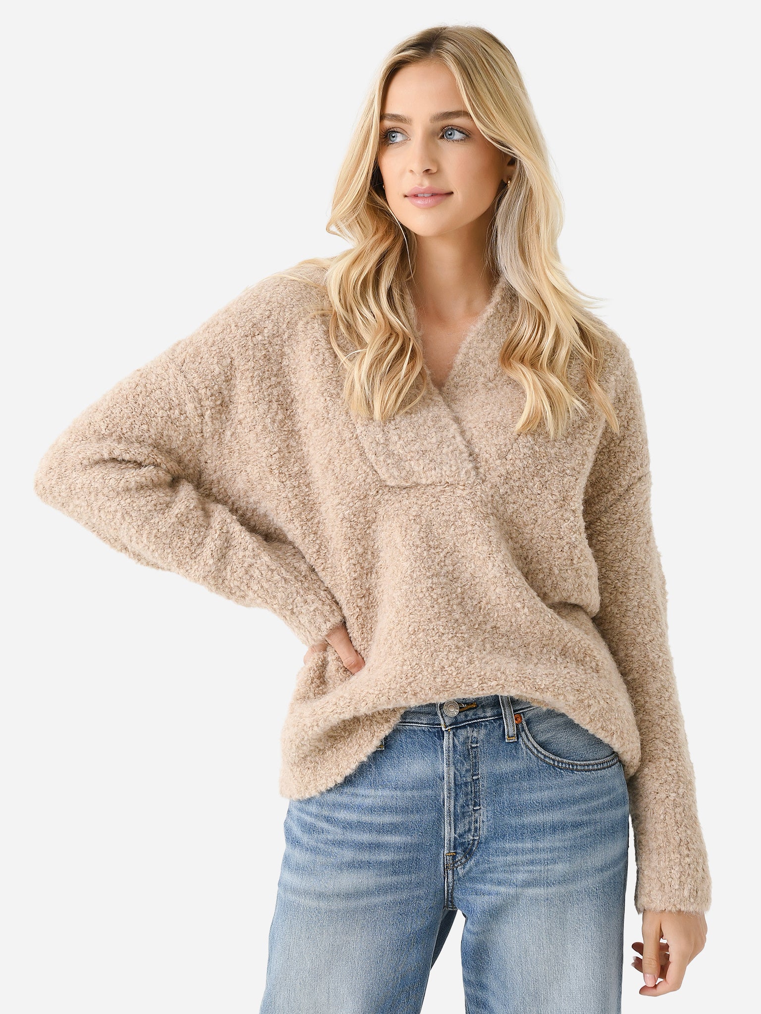 Vince Women's Crimped Shawl Sweater - Saint Bernard