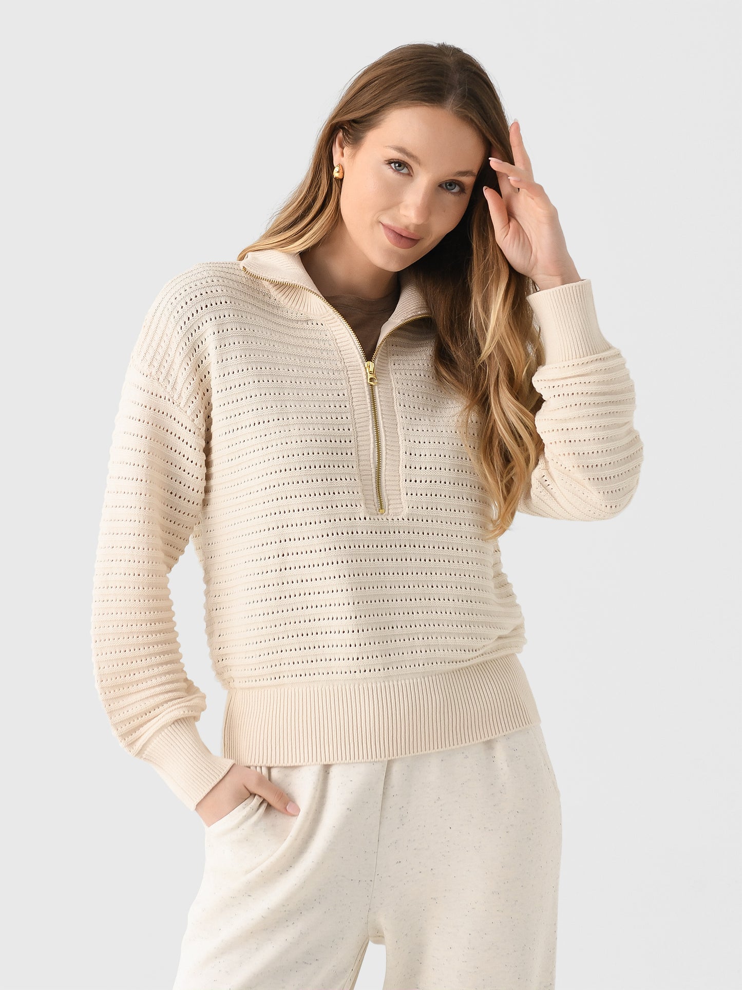 Varley Women's Tara Pointelle Half-Zip - Saint Bernard