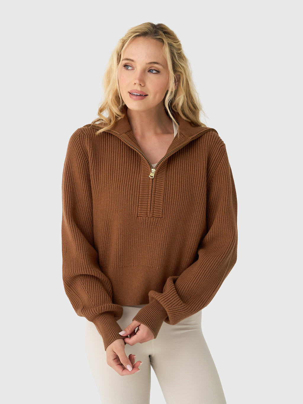 Varley Women's Maura Half-Zip Rib Knit Sweater - Saint Bernard