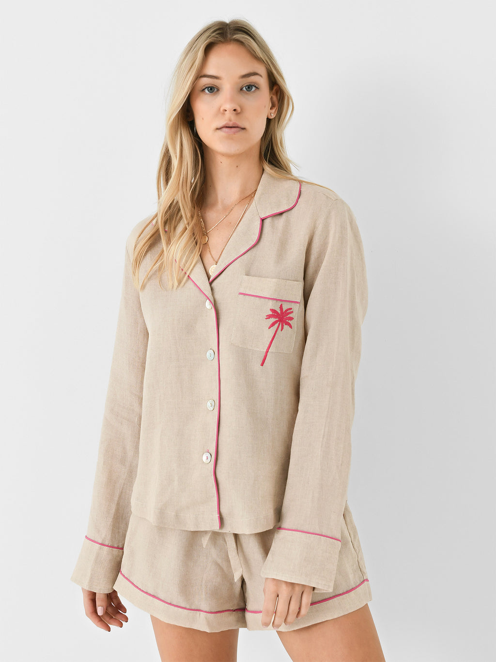 The Lazy Poet Women's Vera Linen Essentials Pajama Set - Saint Bernard