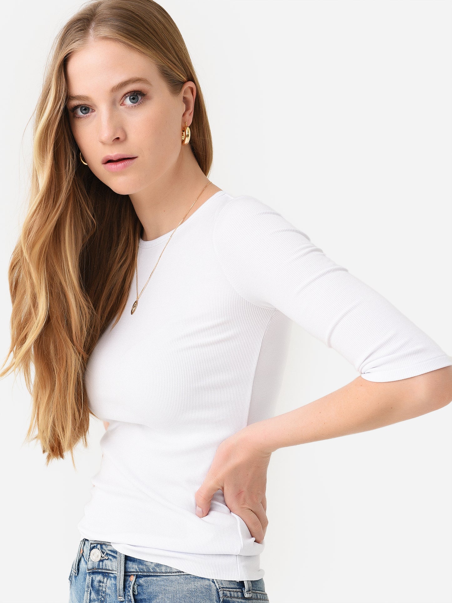 Vince Women's Elbow Sleeve Crew Neck T-Shirt - Saint Bernard