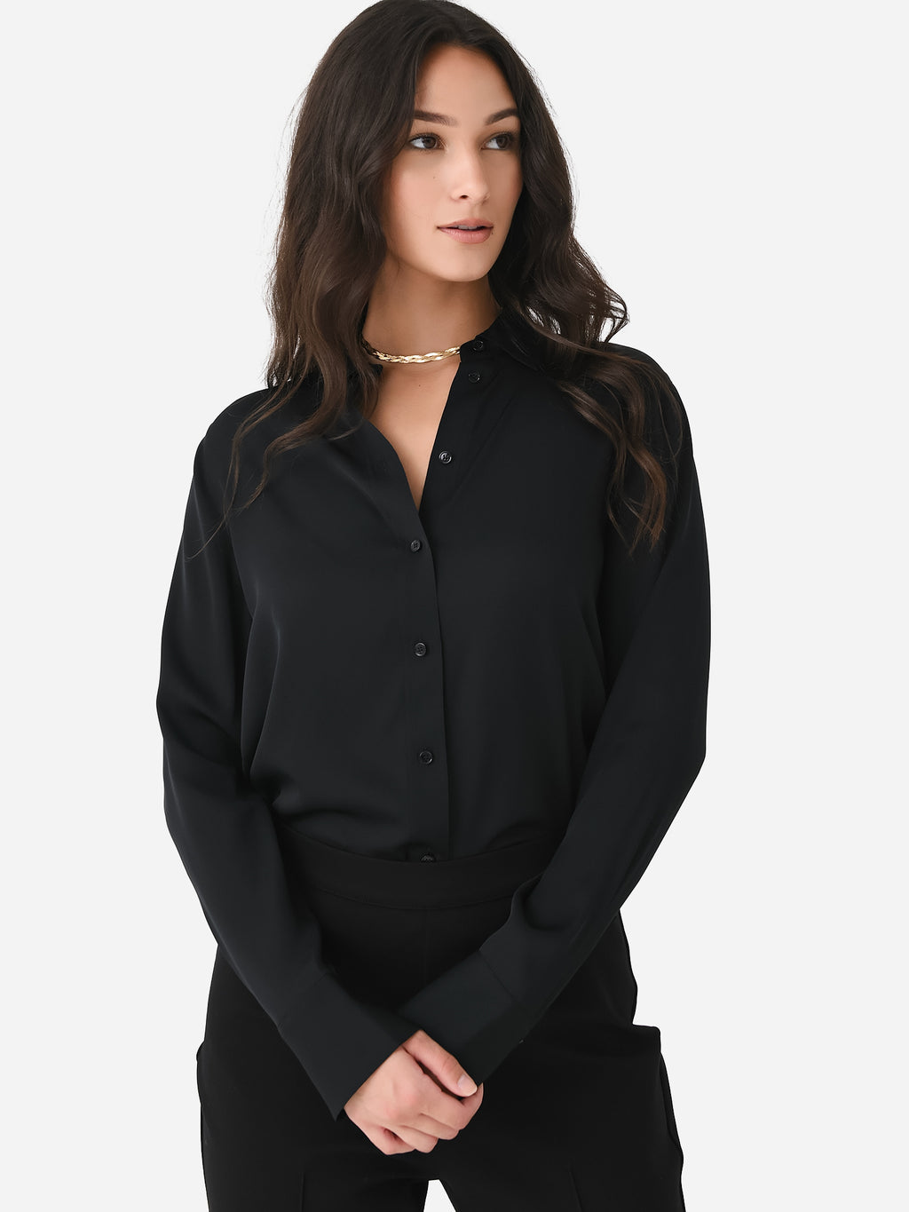 Vince Women's Slim Fitted Stretch-Silk Blouse - Saint Bernard