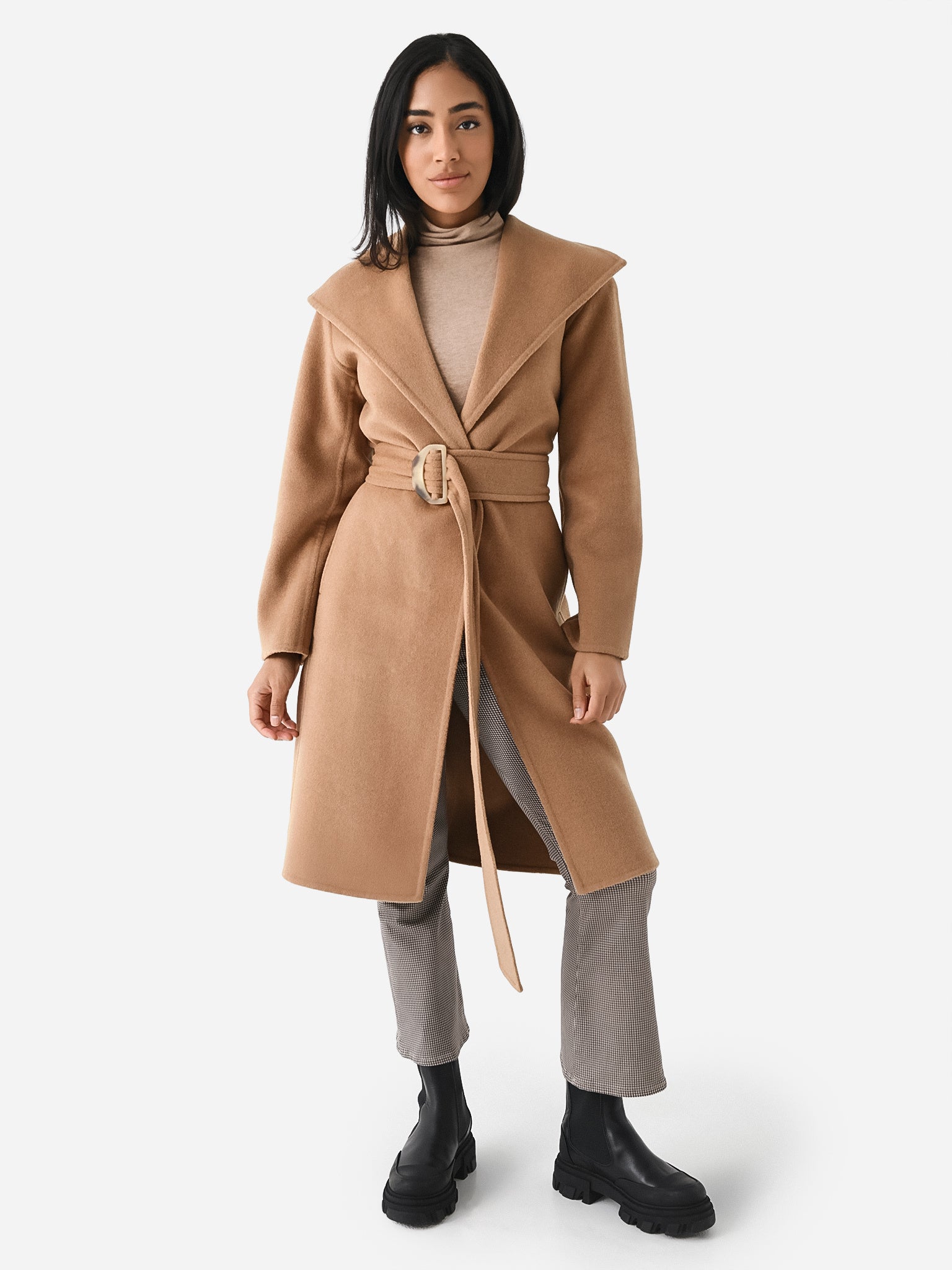 Vince Women's Belted Drape Neck Coat - Saint Bernard