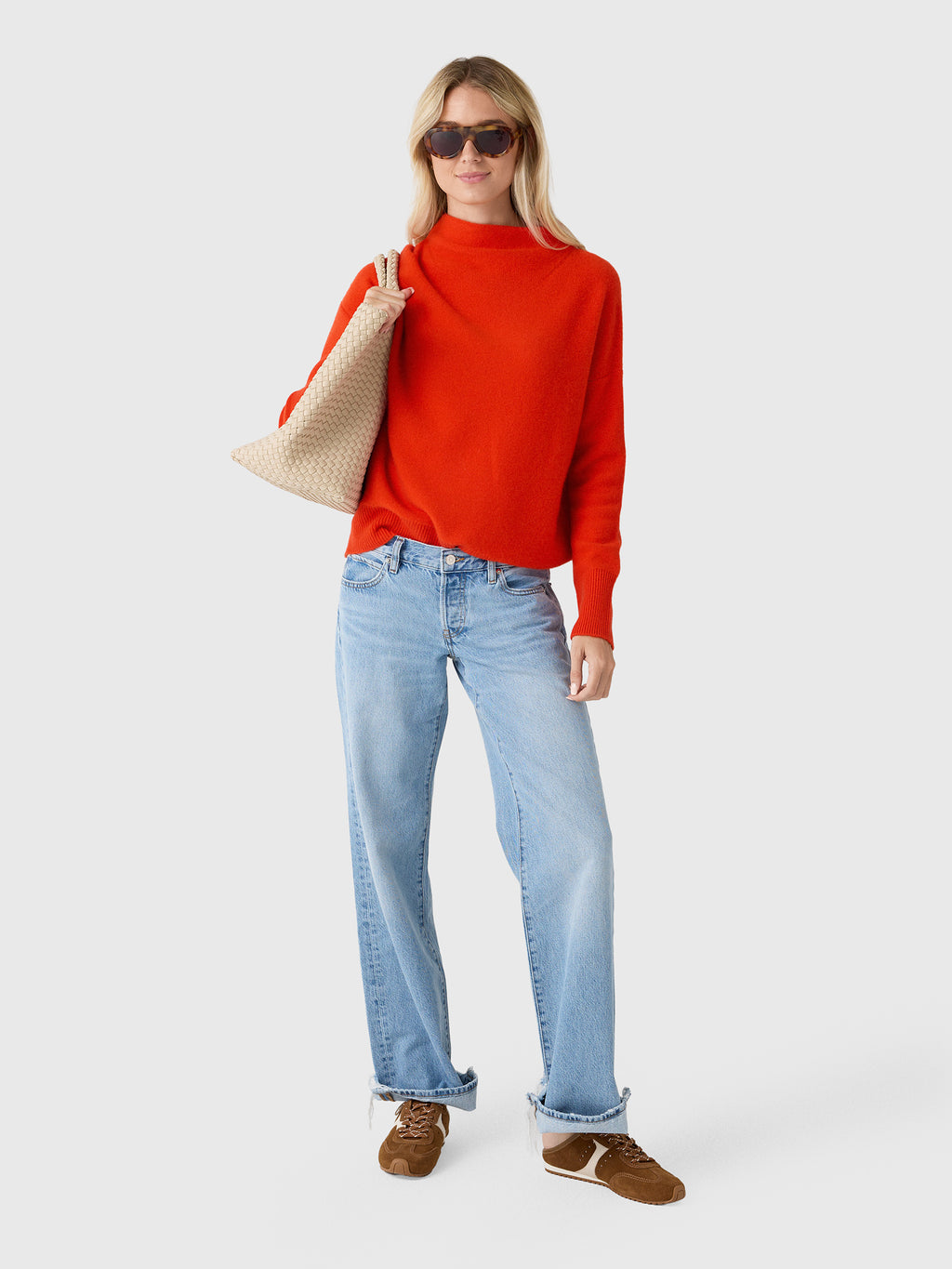Vince Women's Plush Cashmere Funnel-Neck Sweater - Saint Bernard