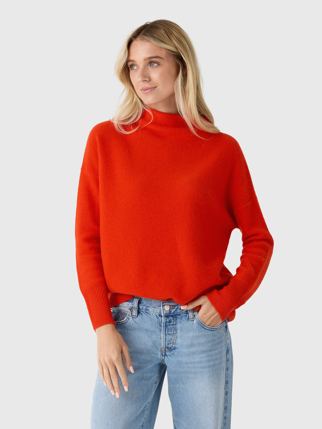 Vince Women's Plush Cashmere Funnel-Neck Sweater - Saint Bernard