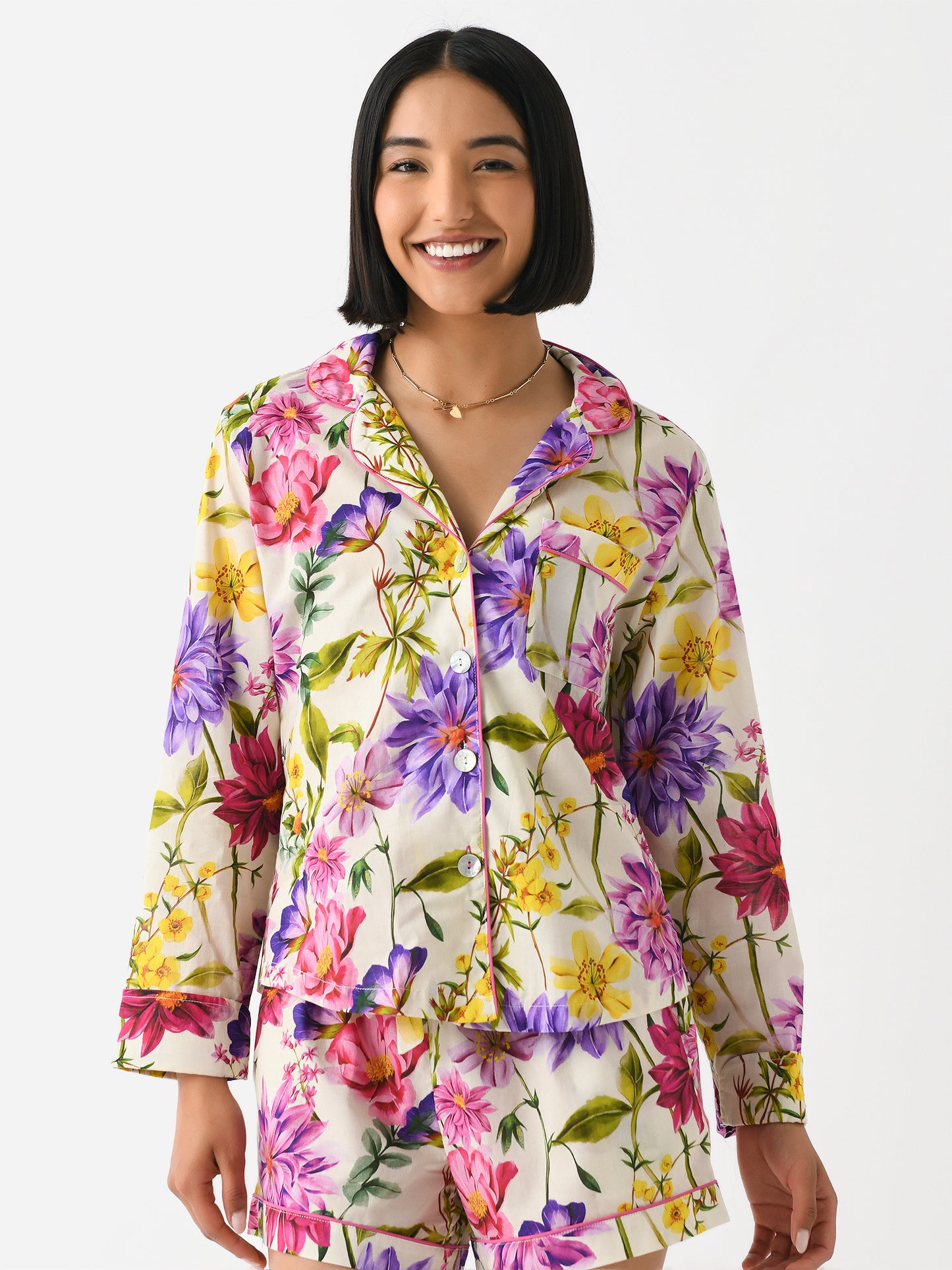 The Lazy Poet Women's Vera Wind Flowers Pajama Set - Saint Bernard