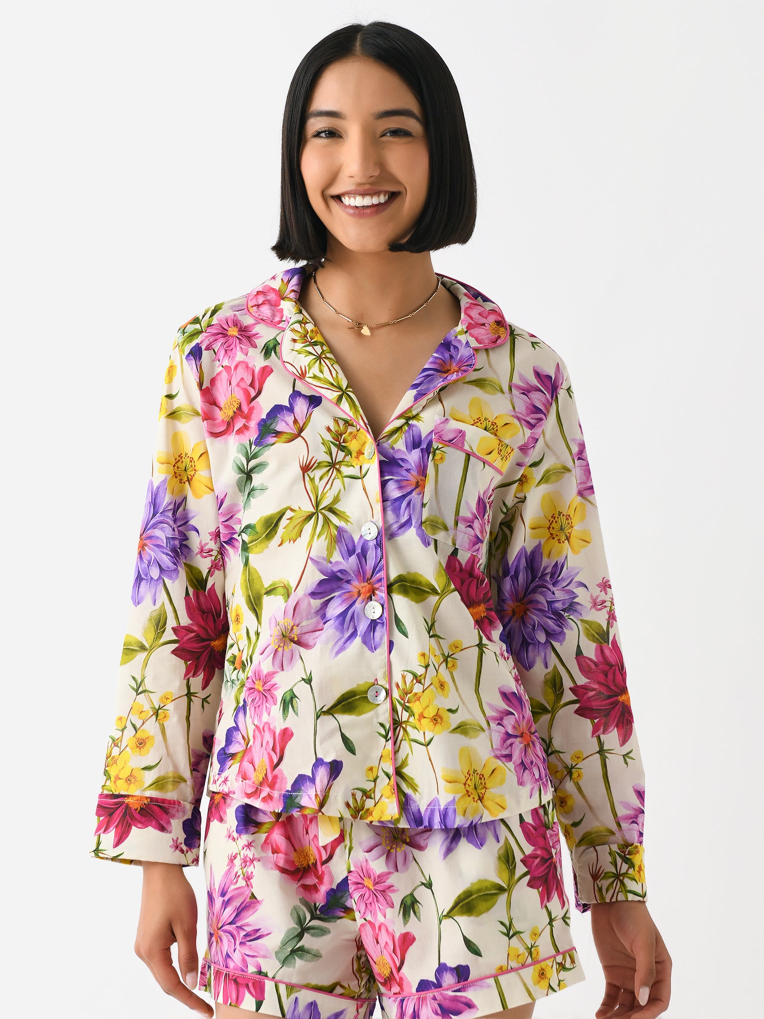 The Lazy Poet Women's Vera Wind Flowers Pajama Set - Saint Bernard