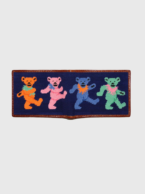 Smathers & Branson Dancing Bears Needlepoint Bi-Fold Wallet