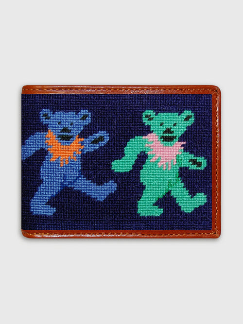 Smathers & Branson Dancing Bears Needlepoint Bi-Fold Wallet