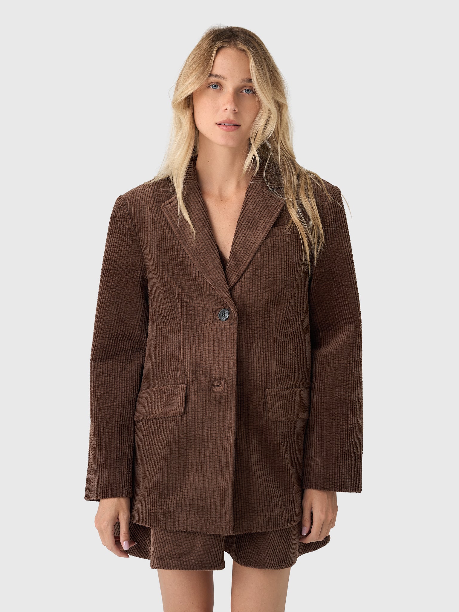 GANNI Women's Seersucker Corduroy Blazer - Saint Bernard