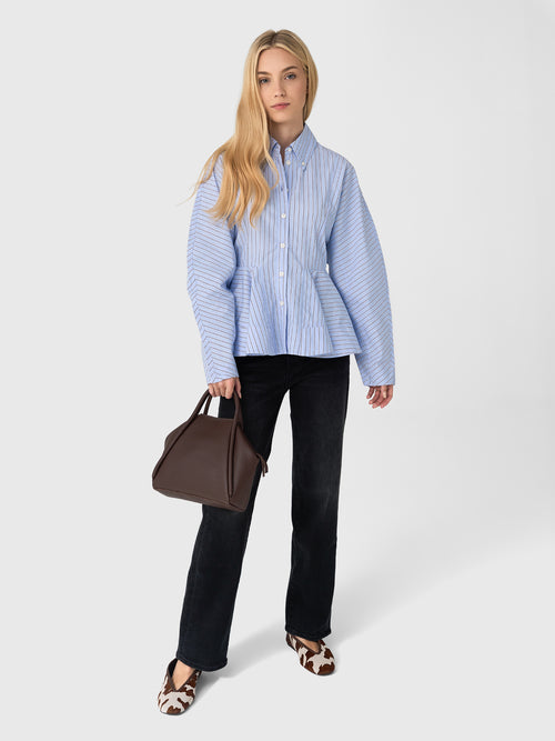 GANNI Women's Stripe Peplum Shirt