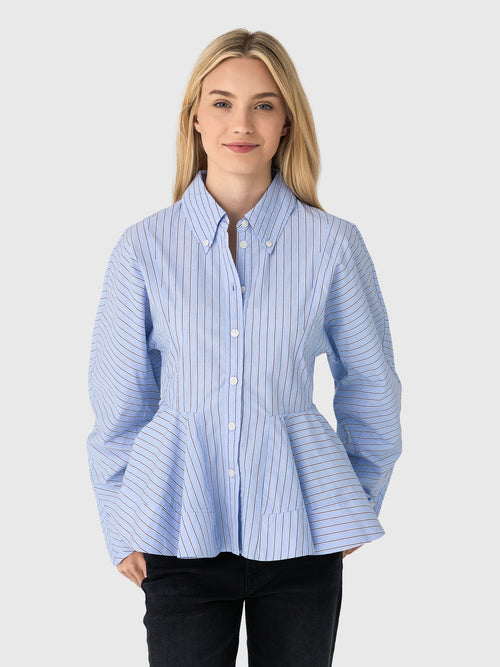 GANNI Women's Stripe Peplum Shirt