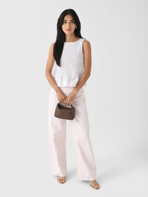 GANNI Women's Cotton Poplin Smock Tie String Top