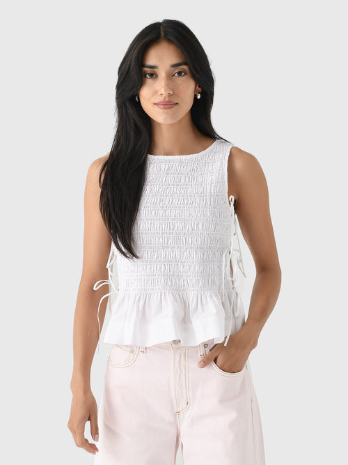 GANNI Women's Cotton Poplin Smock Tie String Top