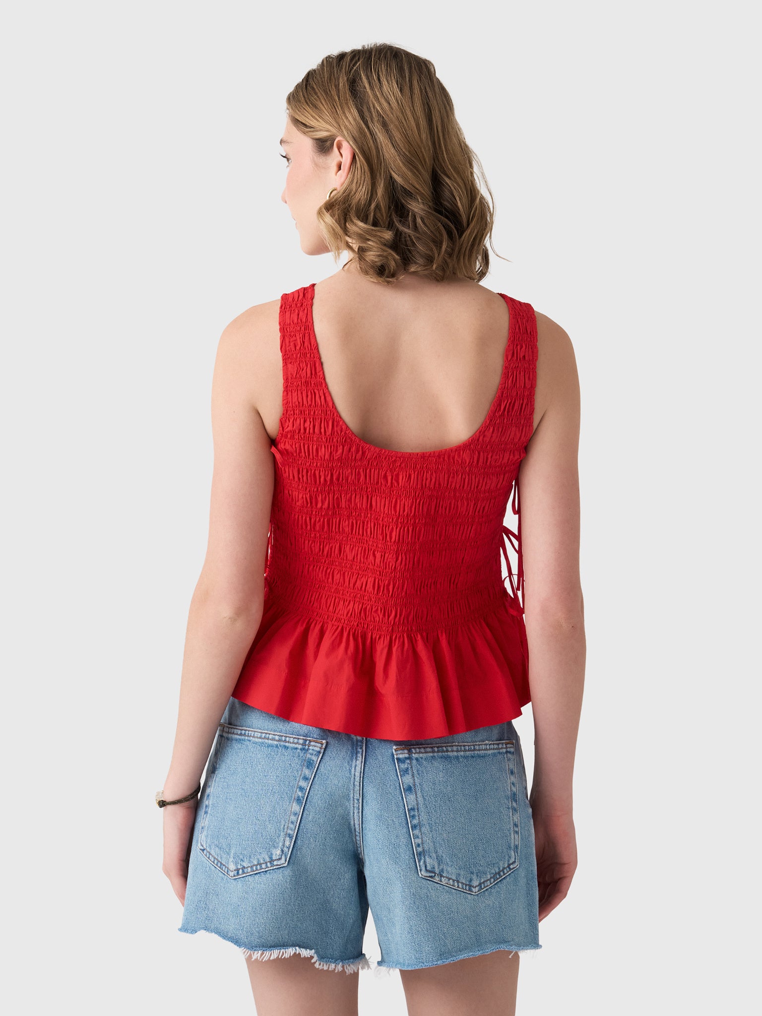 GANNI Women's Cotton Poplin Smock Tie String Top - Saint Bernard