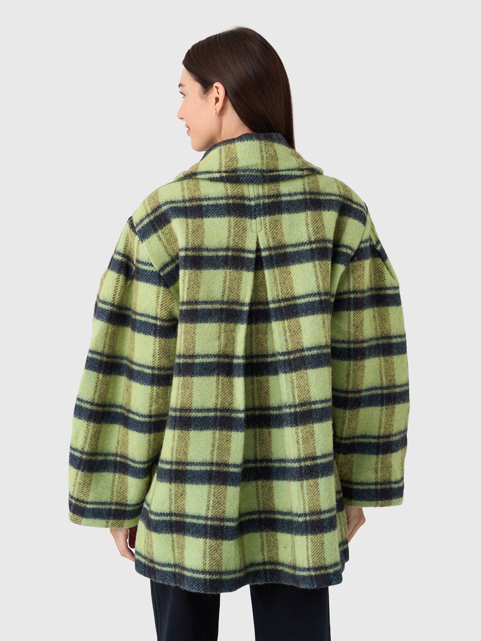 GANNI Women's Check Oversized Brushed Wool Midi Coat – Saint Bernard