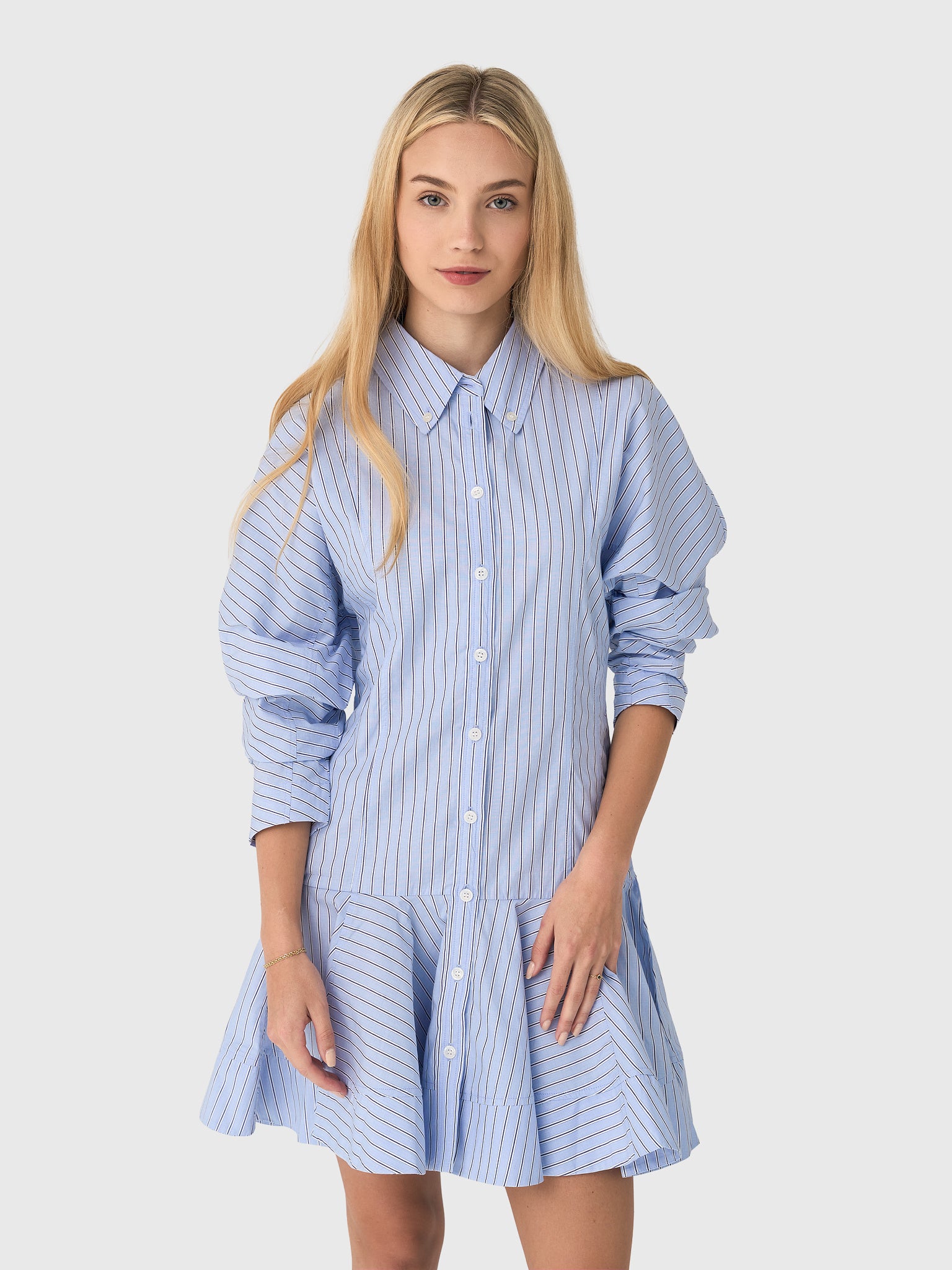 ganni jersey dress Blue Stripe Shirt girl style ADDITIONAL INSURANCE:$5000 Total (+$150.00) dressing mirror Adorable Knee-length Red Short