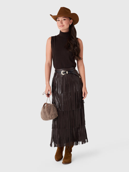 Simon Miller Women's Za Za Vegan Leather Fringe Skirt