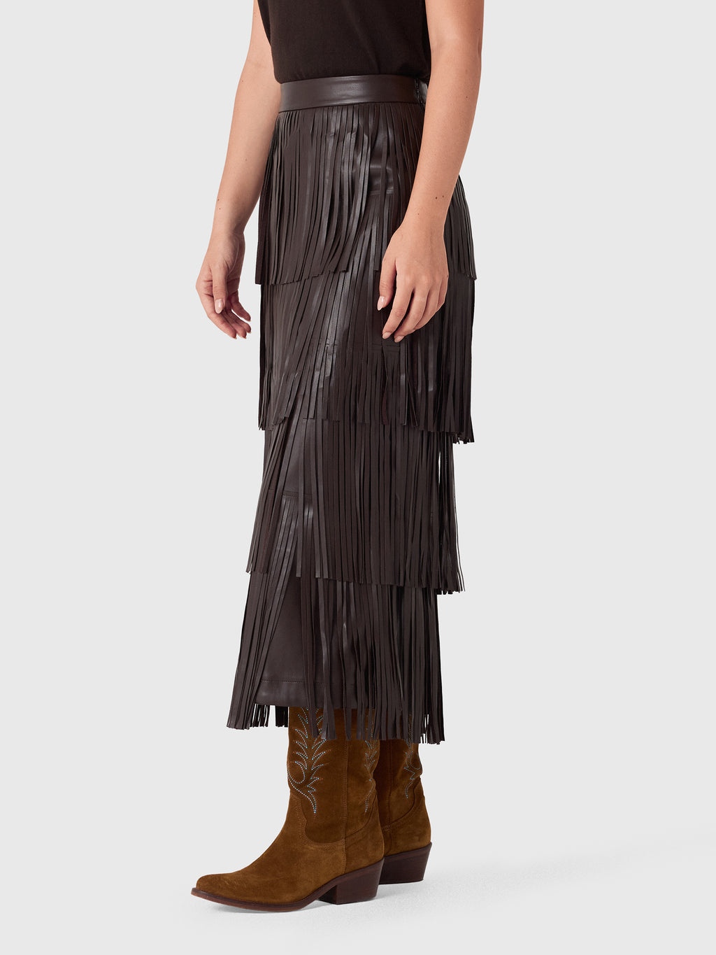 Simon Miller Women's Za Za Vegan Leather Fringe Skirt - Saint Bernard