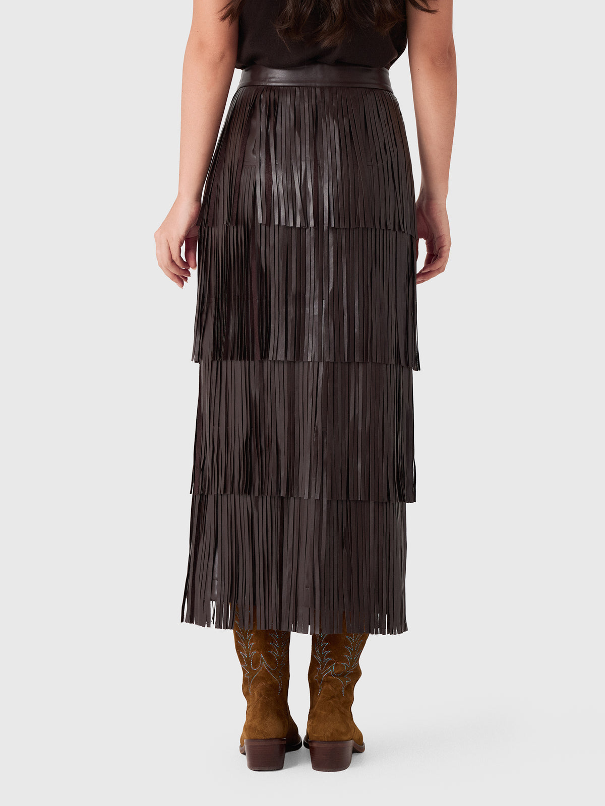 Simon Miller Women's Za Za Vegan Leather Fringe Skirt - Saint Bernard