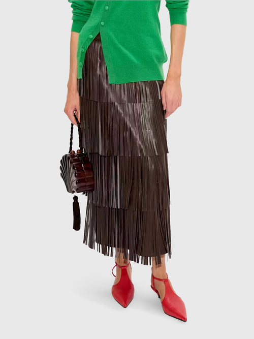 Simon Miller Women's Za Za Vegan Leather Fringe Skirt - Saint Bernard