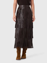 Simon Miller Women's Za Za Vegan Leather Fringe Skirt - Saint Bernard
