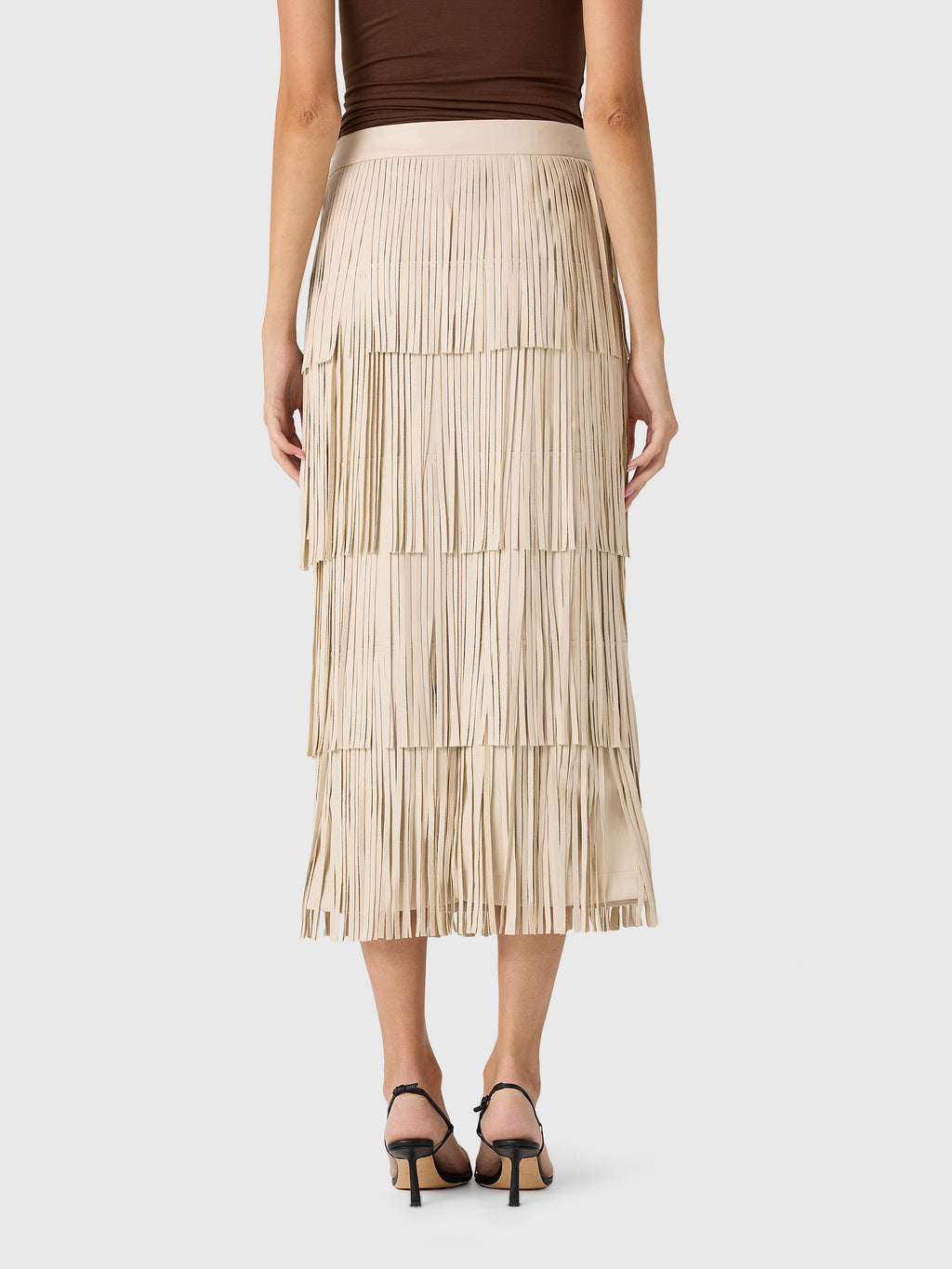 Simon Miller Women's Za Za Vegan Leather Fringe Skirt - Saint Bernard