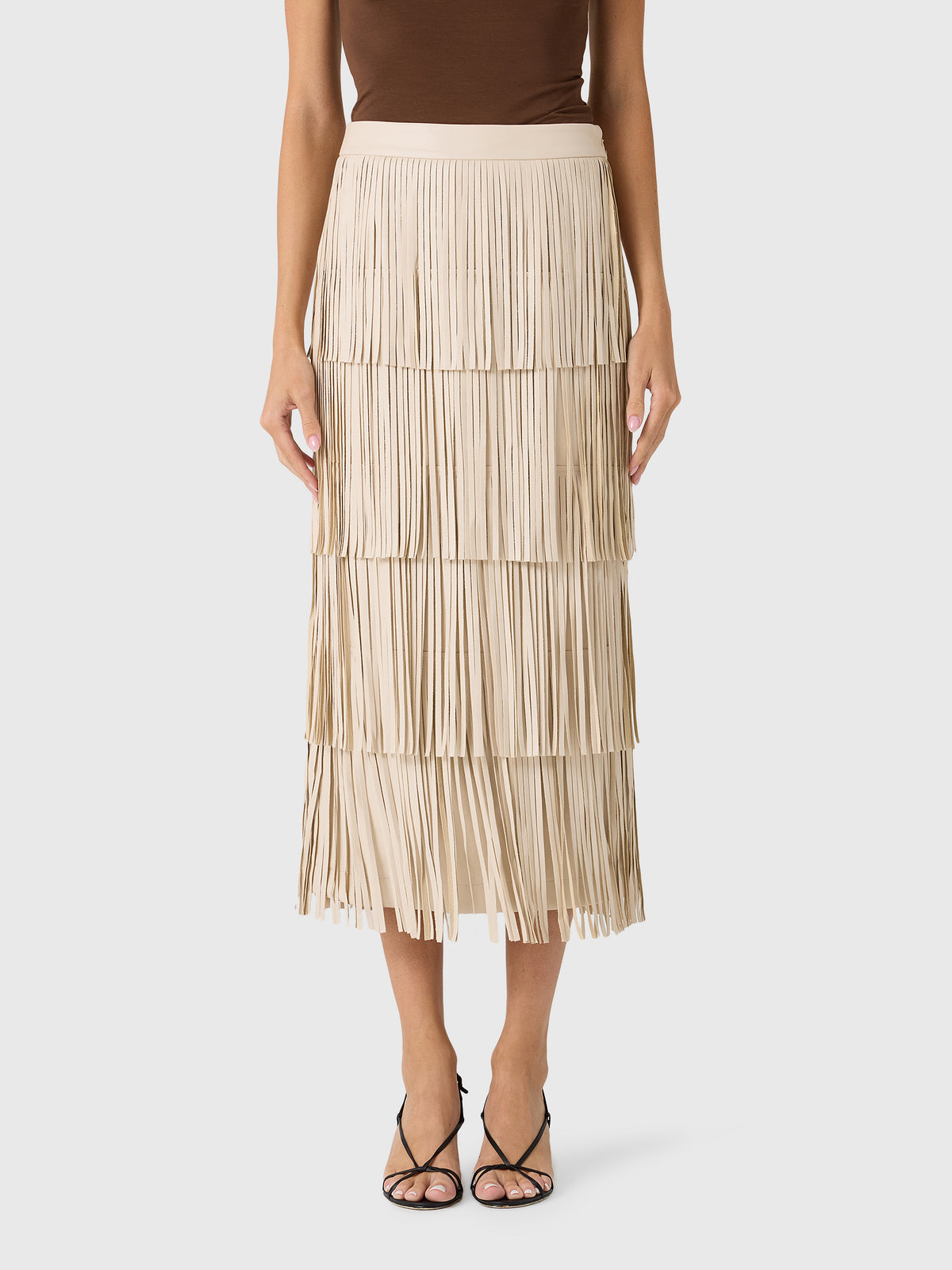 Simon Miller Women's Za Za Vegan Leather Fringe Skirt - Saint Bernard