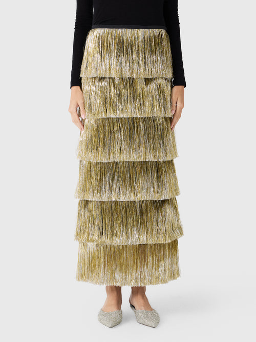 Simon Miller Women's Liv Metallic Fringe Skirt