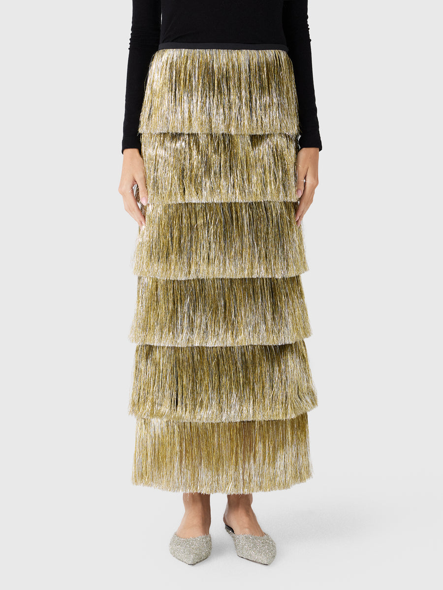 Simon Miller Women's Liv Metallic Fringe Skirt - Saint Bernard