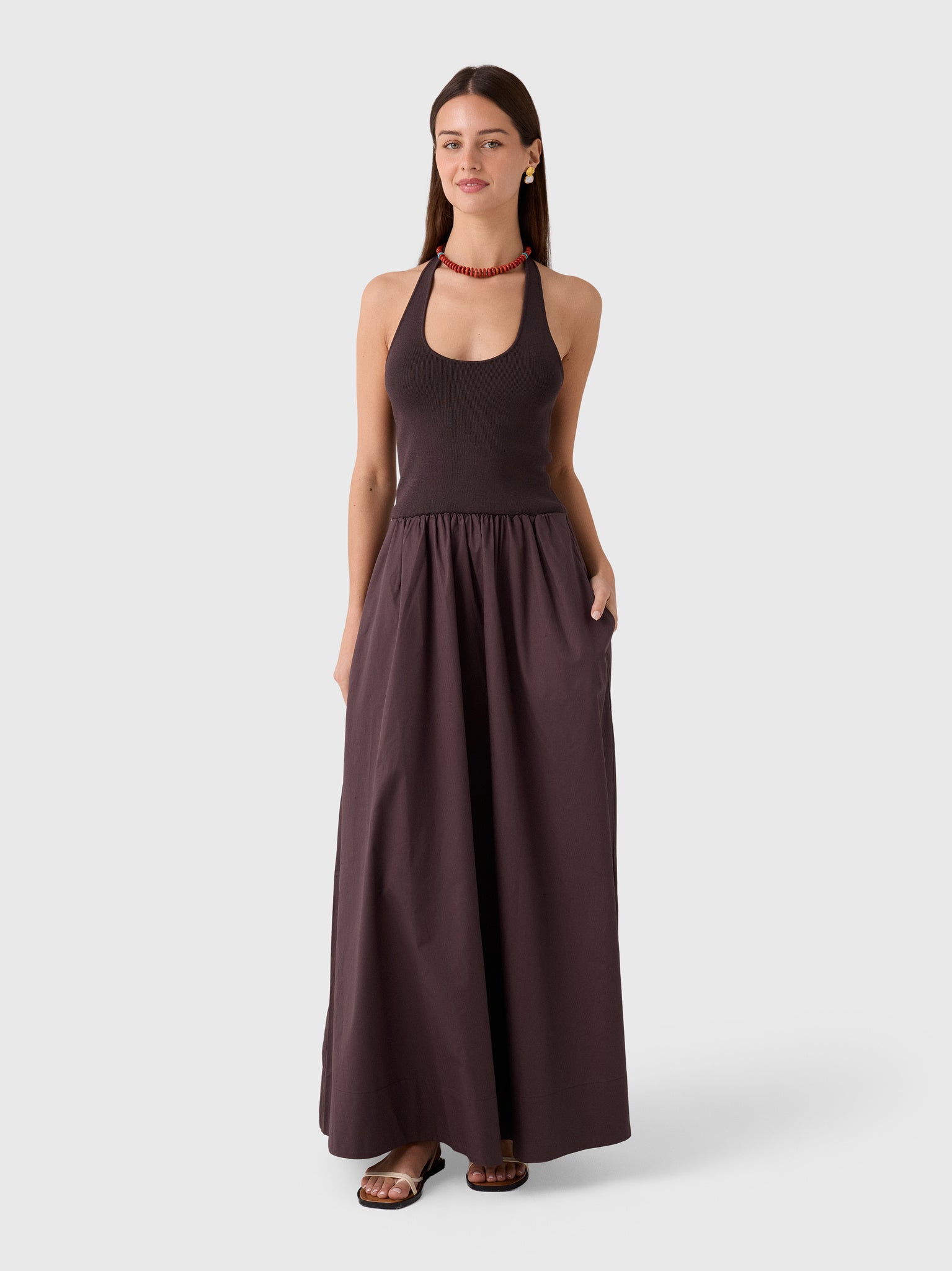 St. Agni Women's Halter Gathered Dress - Saint Bernard