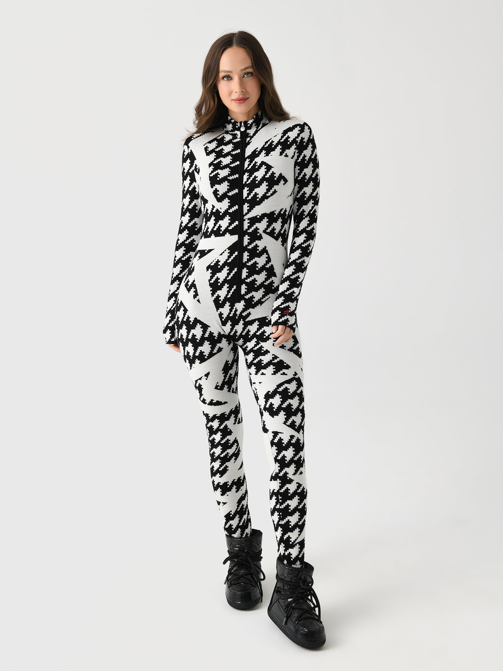 Perfect Moment Women's Houndstooth Star Merino Wool Jumpsuit - Saint Bernard
